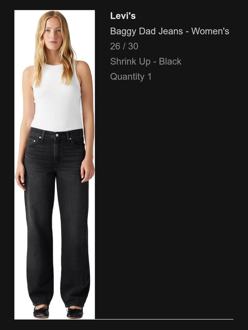 Levi's Women's Baggy Dad Jeans - Black Wash 26/30